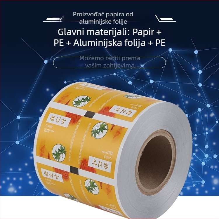 Materijal za pakiranje čajnih vrećica: laminirani papir s aluminijskom folijom, otporan na ulje, pojedinačno pakiran