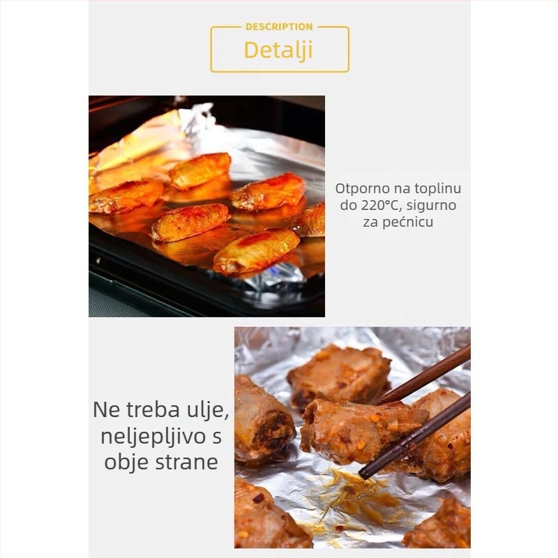 Piaojia 4241 aluminijska folija za pečenje i roštilj, širina 30 cm × duljina 5 m