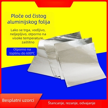 Industrijski čisti aluminijski folijski list, vodljiv i otporan na visoke temperature, lako se rastrga za neobične oblike, neljepljiv