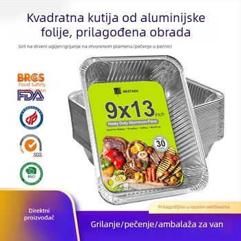 Prilagođena aluminijska folijska posuda za roštiljanje na otvorenom plamenu i pečenje, posebno za ribu