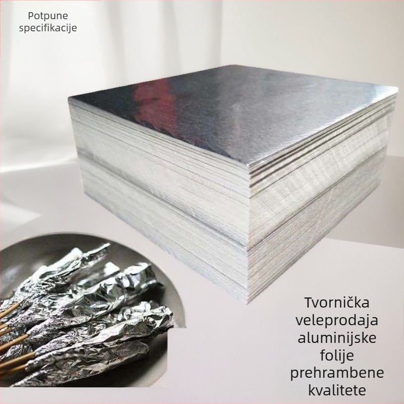 Komercijalni debeli aluminijski folijski listovi, narezani na ploške, jednokratni, prehrambene kvalitete, za roštilj, prilagodljive veličine