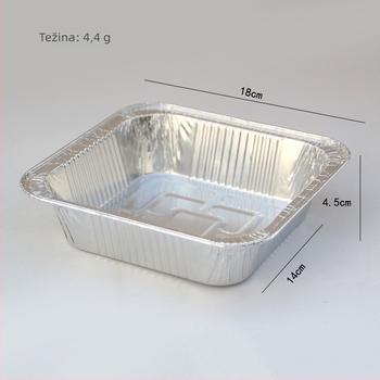 Jednokratna kutija za obrok od aluminijske folije, kvadratna pladnja od folije za dostavu, roštiljanje i pečenje