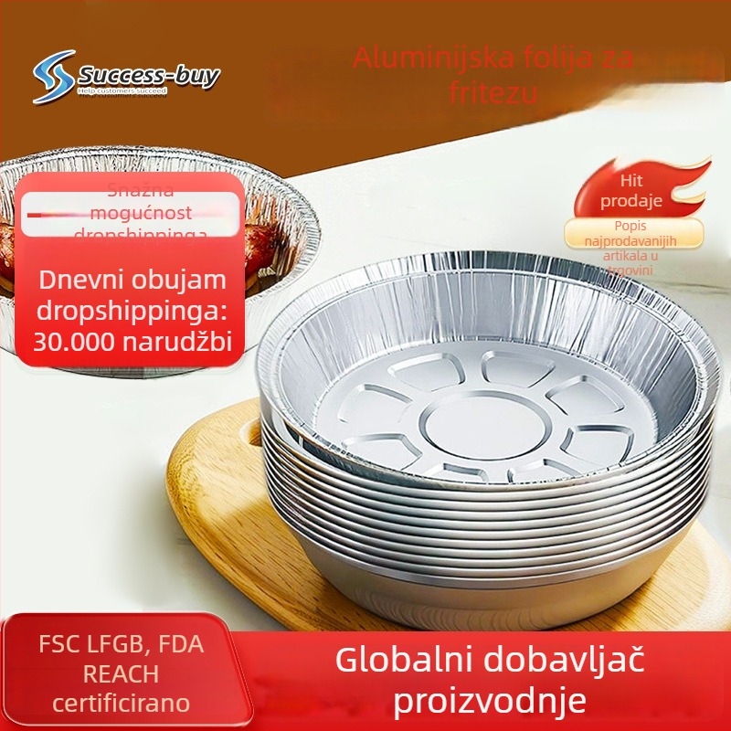 8-inčni debeli aluminijski folijski pladanj i zdjela za fritiranje na zrak i roštilj, kružnog oblika