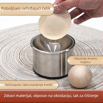 Valjak od nehrđajućeg čelika za tijesto za gyozu, s drvenom kuglom