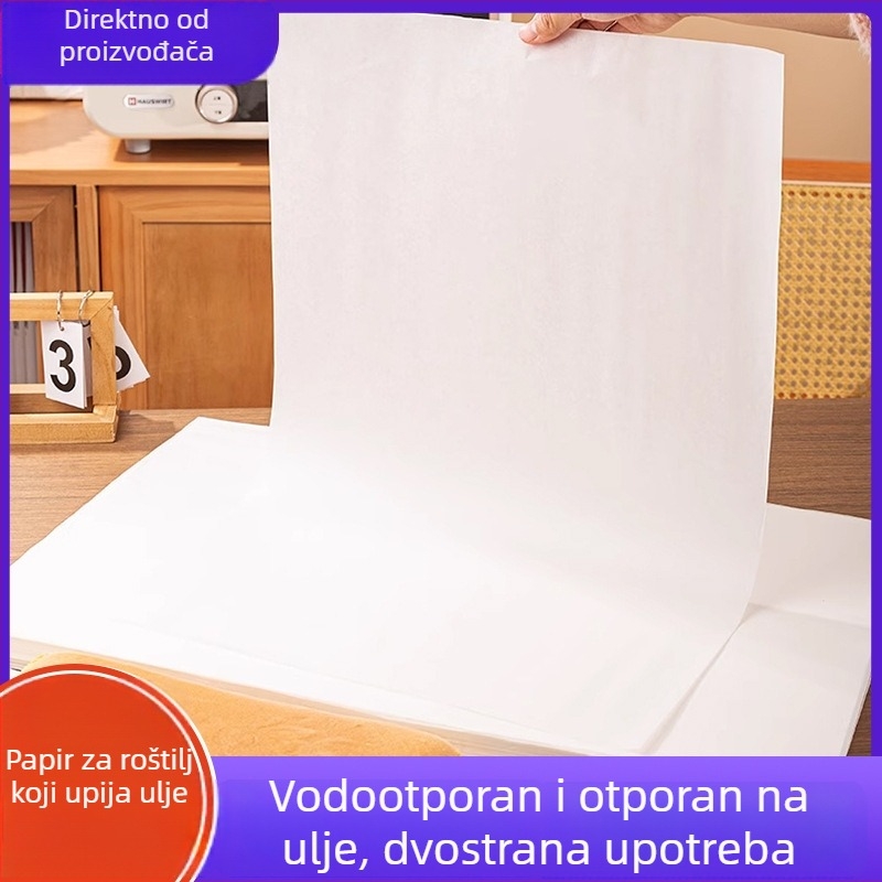 Kvadratni silikonizirani papir za pečenje, neprianjajući, apsorbira masnoću, kuhinjski papir za pečenje.