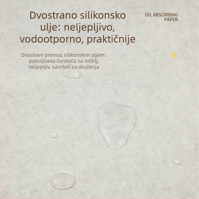 Kvadratni silikonizirani papir za pečenje, neprianjajući, apsorbira masnoću, kuhinjski papir za pečenje.