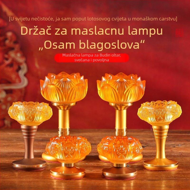 Stakleni držač maslene lampe s lotosom – za kućnu uporabu
