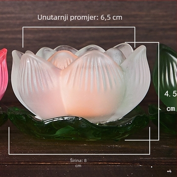 Šareni glazirani stakleni držač maslene lampe s podlogom u obliku lišća lotosa, za Guanyin