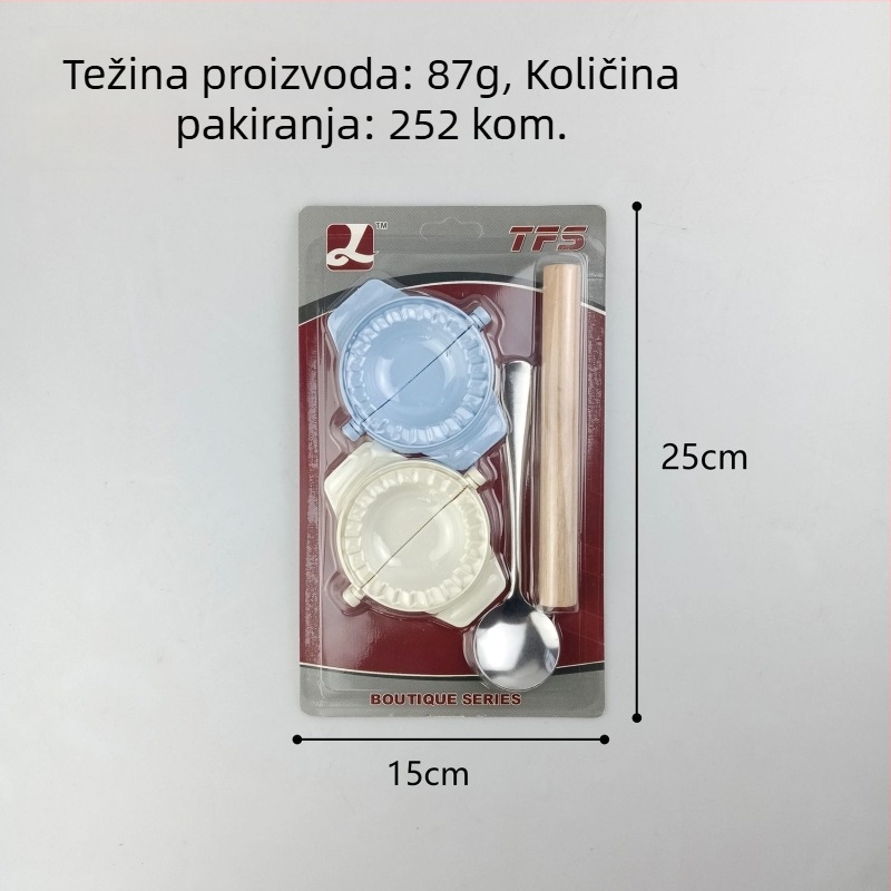 Set alata za izradu knedli: rotirajući kalup za knedle, materijali prehrambene kvalitete, ručni knedlač, žlica, valjak, četverodjelni set