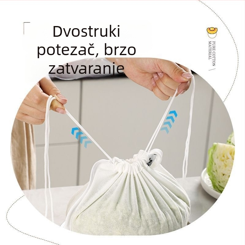Lis za otjecanje vode iz nadjeva za knedle, vrećica za nadjev od povrća, vrećica za filtriranje sojinog mlijeka, filter i cedilo za čaj, pres za dehidraciju povrća