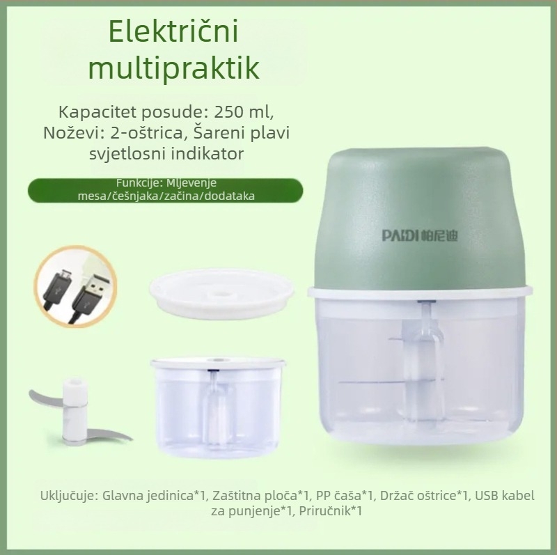 Panidi mini električna sjeckalica češnjaka, bežična, za kućnu upotrebu