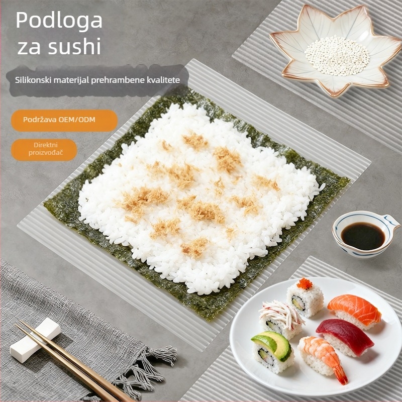 Bijela silikon kvadratna podloga za sushi – kuhinjski alat za pripremu sushi