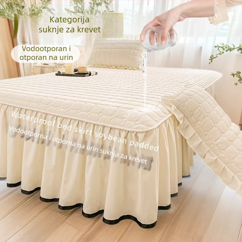 Periva pamukna suknja za krevet s čipkom, pogodna za krevet 1,5 m