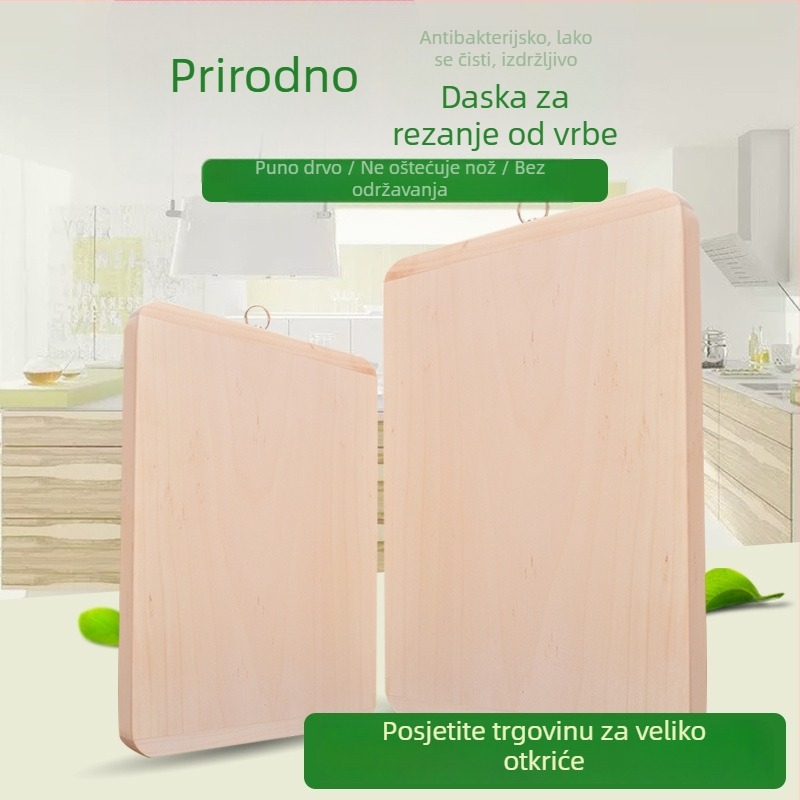 Pravokutna daska za rezanje od vrbova drveta, masivna, debela, bez lakiranja i dodataka