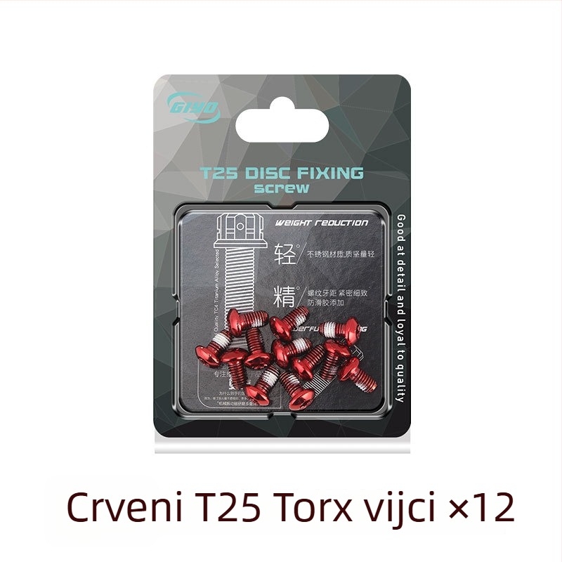 Šarene vijci za disk kočnice na biciklu, MTB, T25, M5x10