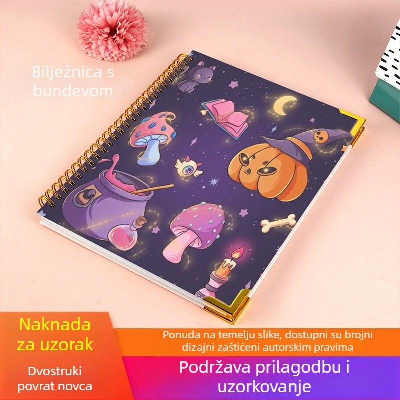 A5 spiralni bilježnica s tvrdom koricom, prilagodljiv logotip, dizajn tikve za Halloween – vrhunski