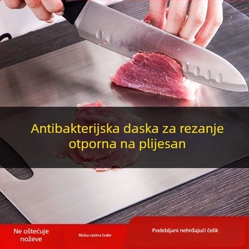 Debela nehrđajuća čelična daska za rezanje, antibakterijska i otporna na plijesan, dvostrana kuhinjska daska, za vješanje, površina za razvaljivanje tijesta