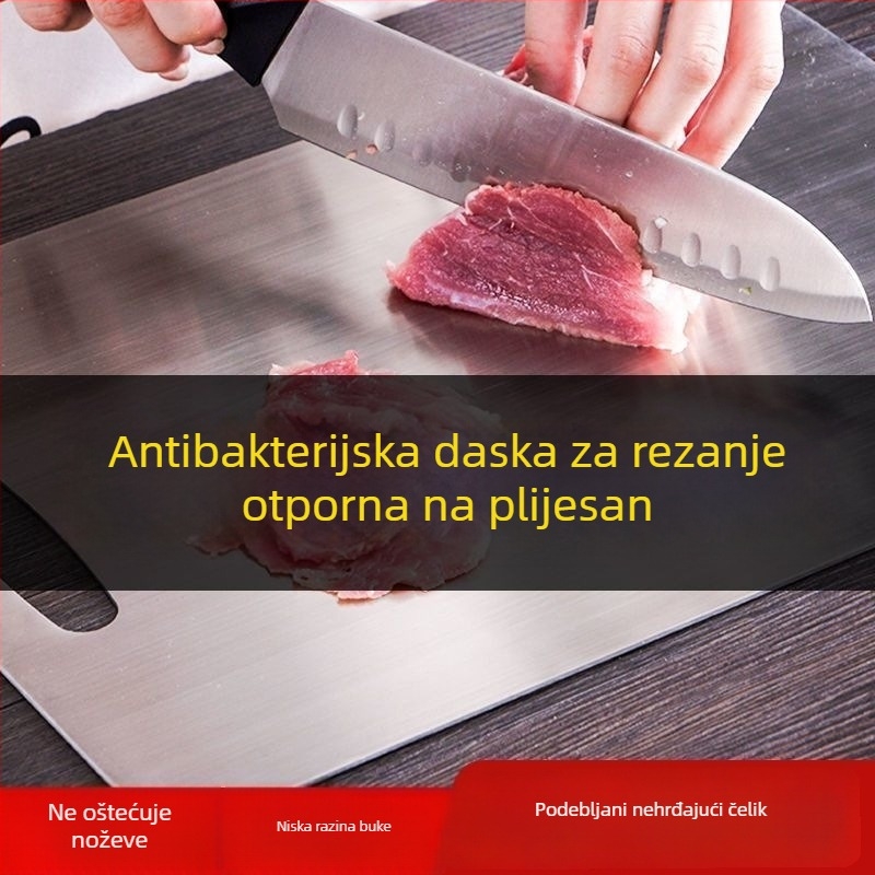 Debela nehrđajuća čelična daska za rezanje, antibakterijska i otporna na plijesan, dvostrana kuhinjska daska, za vješanje, površina za razvaljivanje tijesta