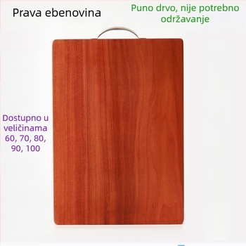 Daska za rezanje od ebony drveta, masivna, antibakterijska i otporna na plijesni, velika, dvostrana, s površinom za nože i razvlačenje tijesta