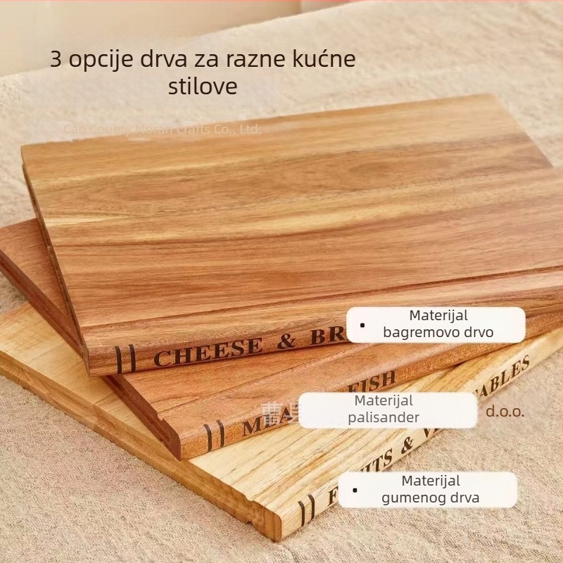 Set od 3 daske za rezanje od akacije s bazom, dvostrane, debele