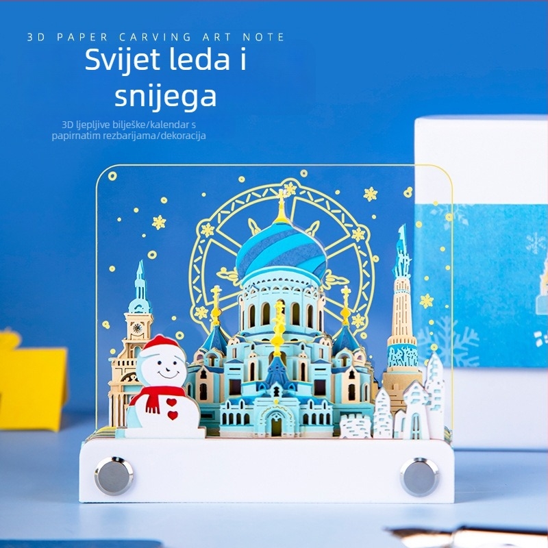 3D papirnati kalendar u obliku zgrade – ručno odtrgljivi listovi, u kutiji za poklon