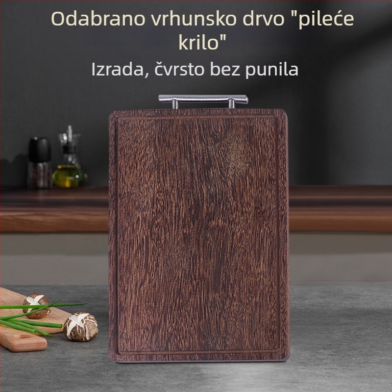 Dvostrana drvena daska za rezanje s T-ručkom za vješanje – višefunkcionalna kuhinjska daska
