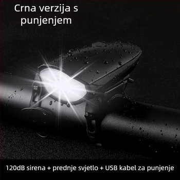 USB-C punjiva biciklistička svjetiljka za noćnu vožnju s zvučnim i vizualnim alarmom