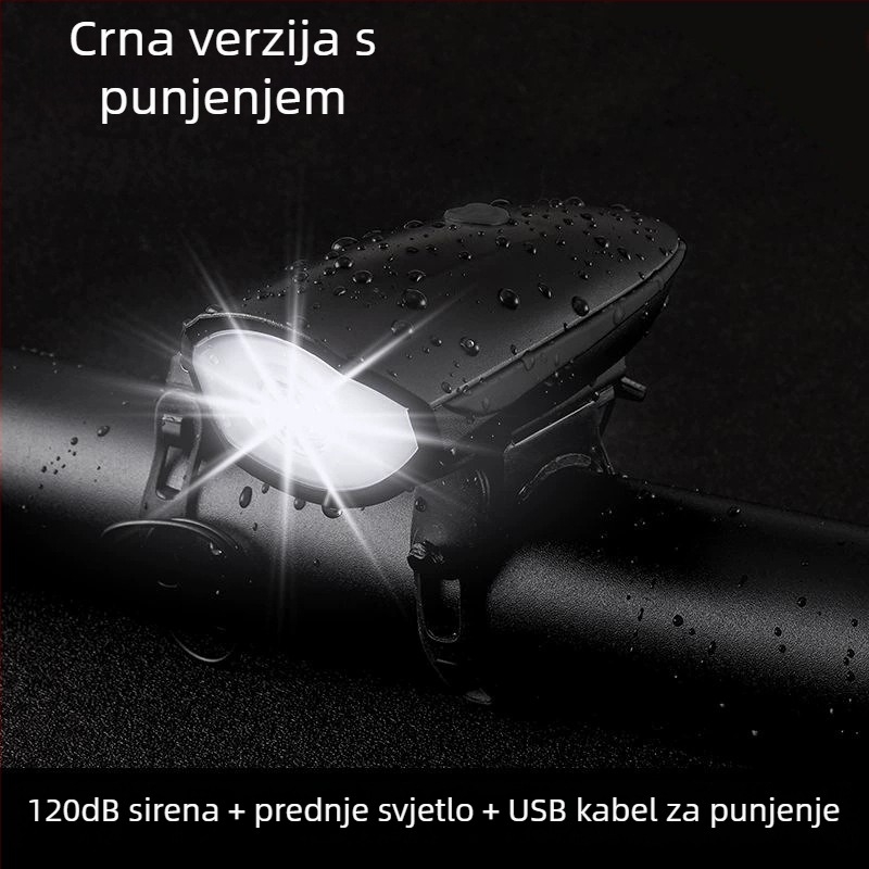 USB-C punjiva biciklistička svjetiljka za noćnu vožnju s zvučnim i vizualnim alarmom