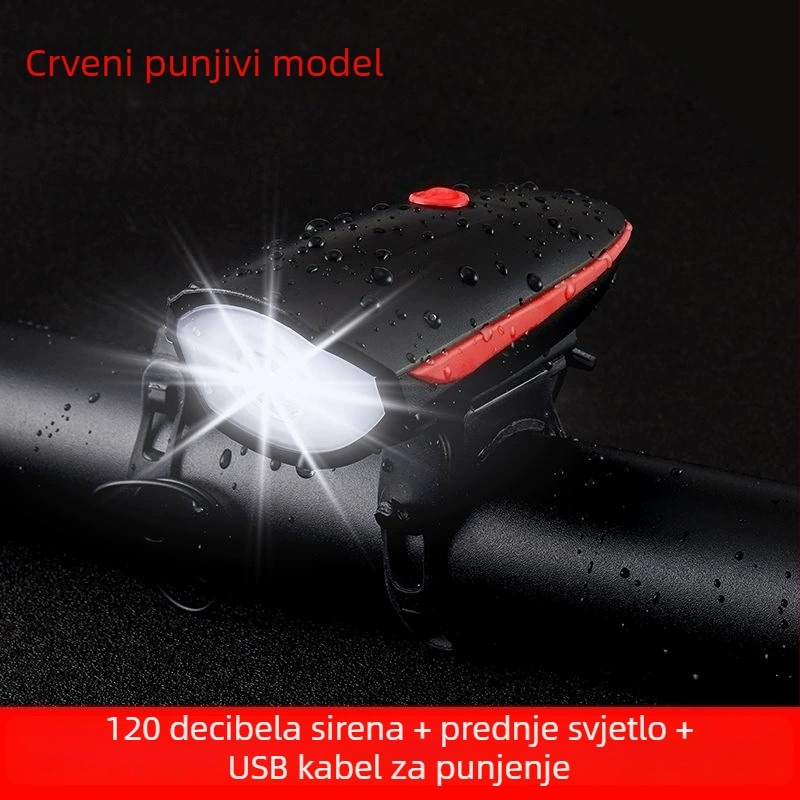 USB-C punjiva biciklistička svjetiljka za noćnu vožnju s zvučnim i vizualnim alarmom