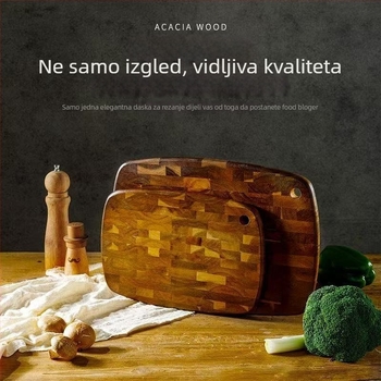 Dvostrana daska za rezanje od akacijinog drveta, antibakterijska i otporna na plijesan, masivno drvo kuhinjska daska