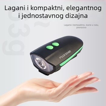 Ambush 7588 prednje svjetlo za bicikl — punjivo, za noćnu vožnju, s električnim klaksonom