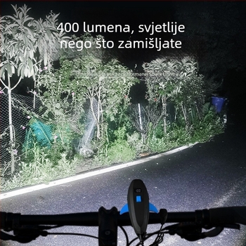 Prednje svjetlo za bicikl za noćnu vožnju — dodatak za planinski bicikl s ultraloud zvonom i rogom