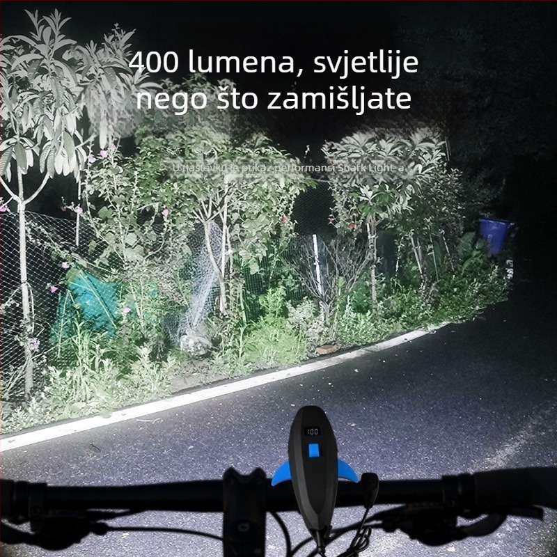 Prednje svjetlo za bicikl za noćnu vožnju — dodatak za planinski bicikl s ultraloud zvonom i rogom