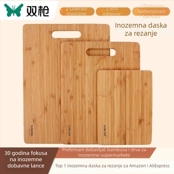 Set daski za rezanje od bambusa — kvadratne, protuklizne, moderni minimalistički kuhinjski pribor, dimenzije 230x150, 300x200, 380x250 mm