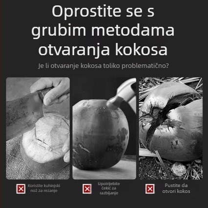Nerđajući čelični otvarač kokosa s nožem i bušačkim alatom za otvaranje mladih kokosova