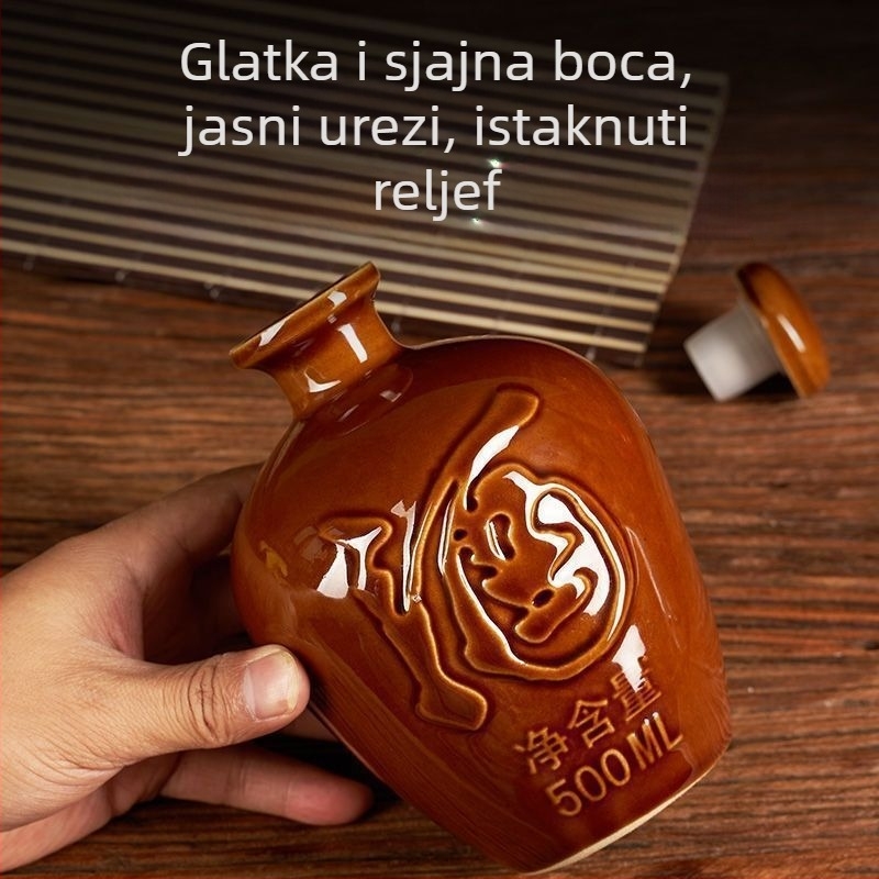 Keramička vinska boca za kućnu upotrebu, motiv zmaja i feniksa, tradicionalni stil, velika kapaciteta, uz nosivu košaru, 1 jin, 2 jin, 3 jin, 5 jin