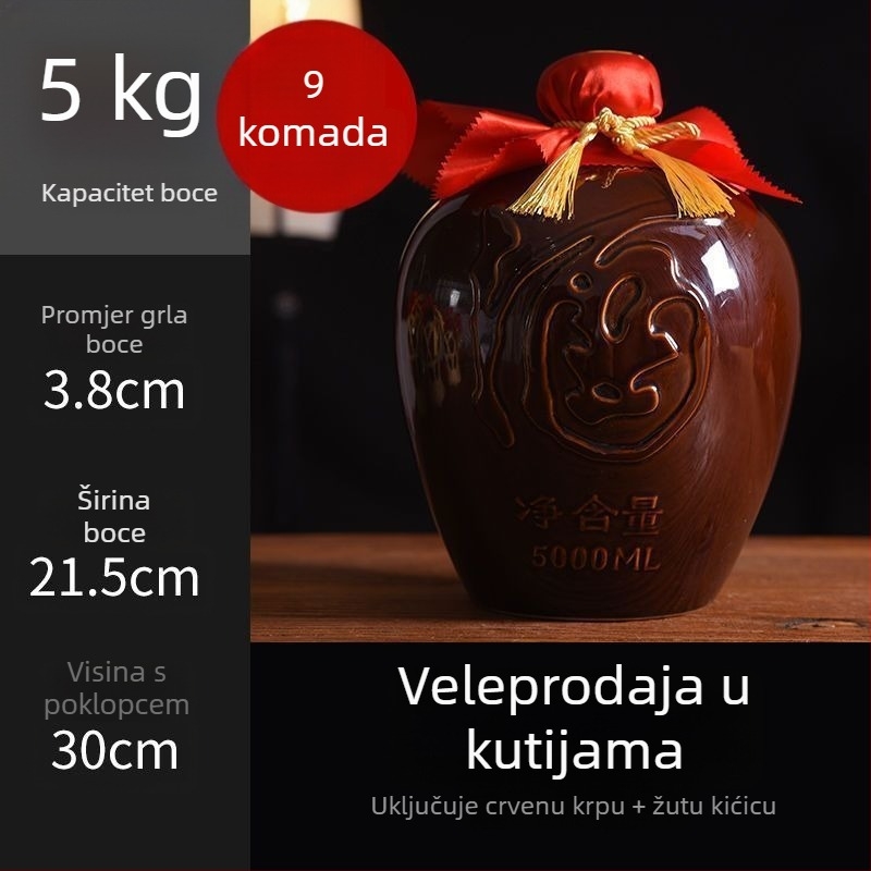 Keramička vinska boca za kućnu upotrebu, motiv zmaja i feniksa, tradicionalni stil, velika kapaciteta, uz nosivu košaru, 1 jin, 2 jin, 3 jin, 5 jin