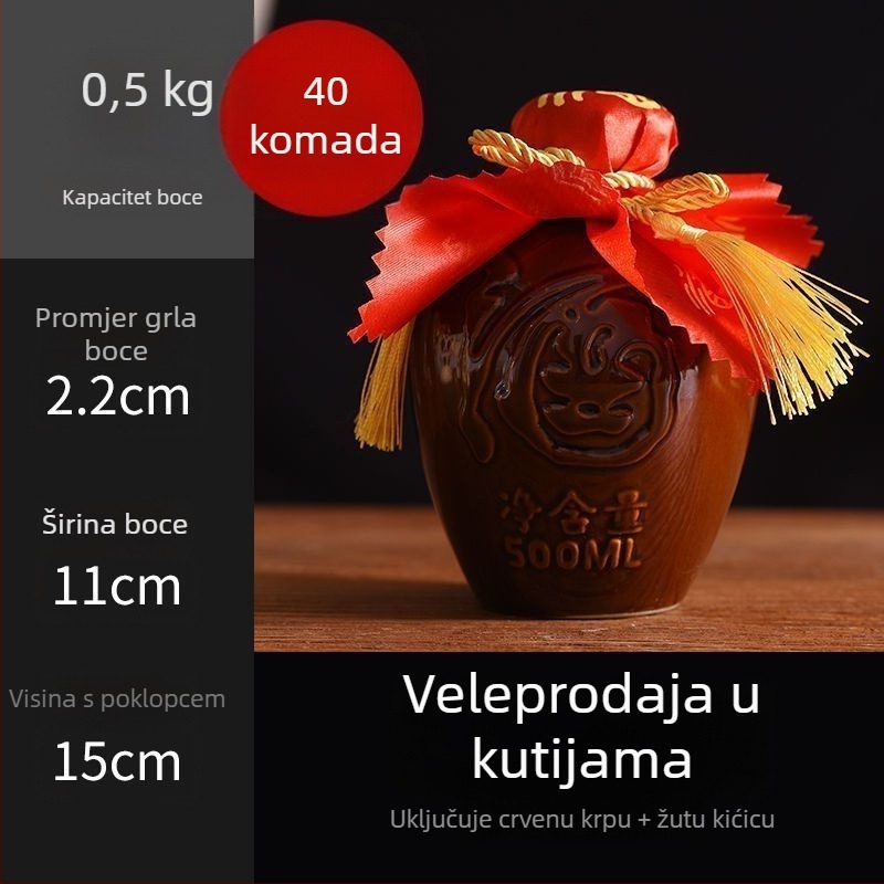 Keramička vinska boca za kućnu upotrebu, motiv zmaja i feniksa, tradicionalni stil, velika kapaciteta, uz nosivu košaru, 1 jin, 2 jin, 3 jin, 5 jin
