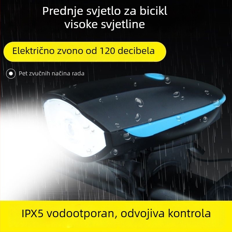 USB punjiva prednja svjetiljka za bicikl, visoka svjetlost, vodootporna, za noćnu vožnju na planinskom biciklu