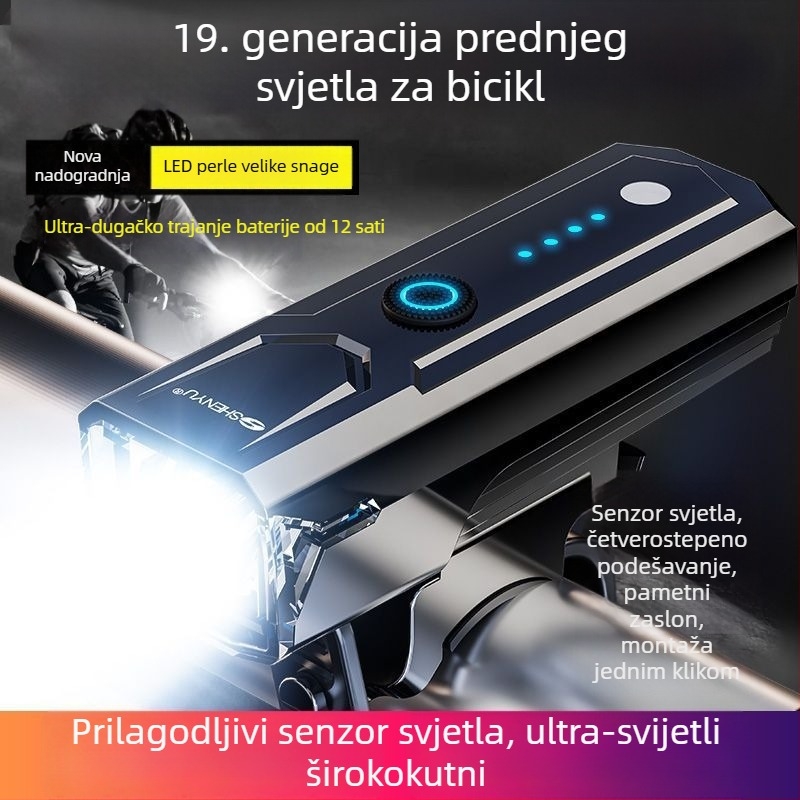 Prednje svjetlo za bicikl – super svijetlo, dug domet, punjivo, za noćnu vožnju, vodootporno, oprema za planinsko bicikliranje