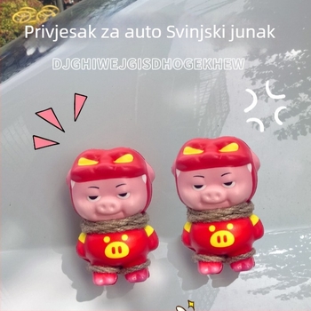 Meiyesi crtani Pig Hero ukras za stražnji dio automobila, slatka dekorativna lutka za prtljažnik, pogodna za automobile, motocikle i električna vozila