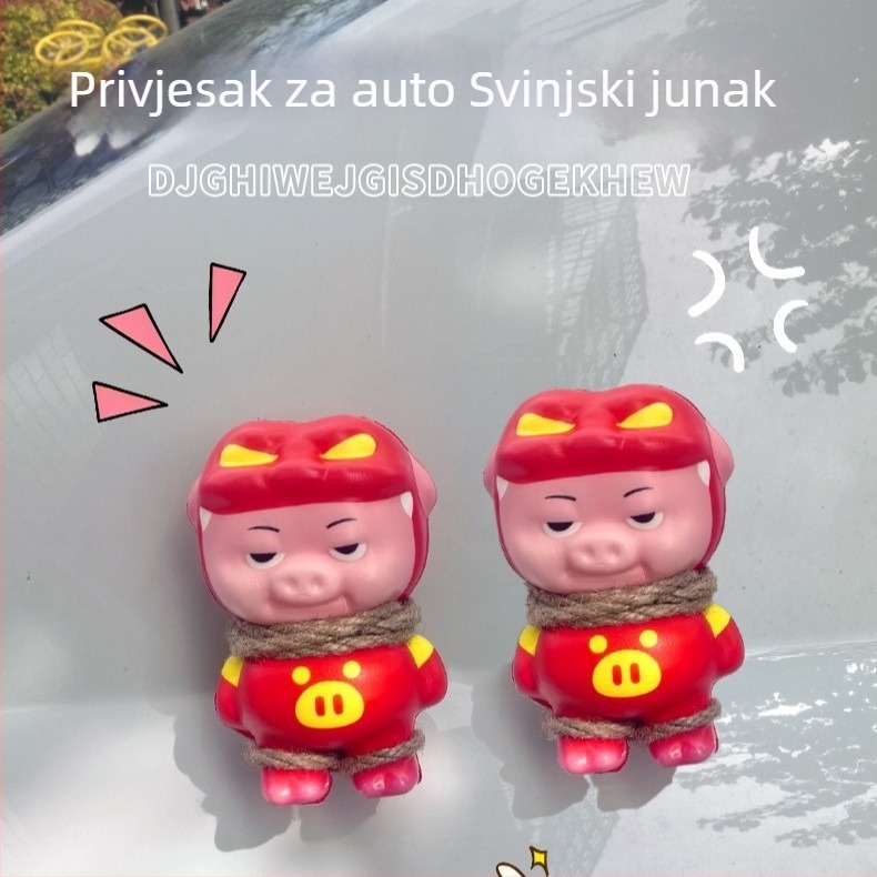 Meiyesi crtani Pig Hero ukras za stražnji dio automobila, slatka dekorativna lutka za prtljažnik, pogodna za automobile, motocikle i električna vozila