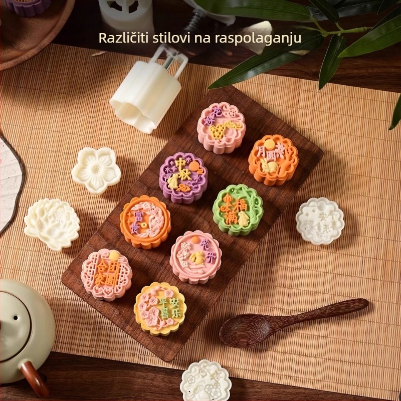 Kalup za Mooncake s mung grahom, ručna presa, kućna upotreba, 50 g / 75 g, reljefna površina za pečenje s ledenom kožom