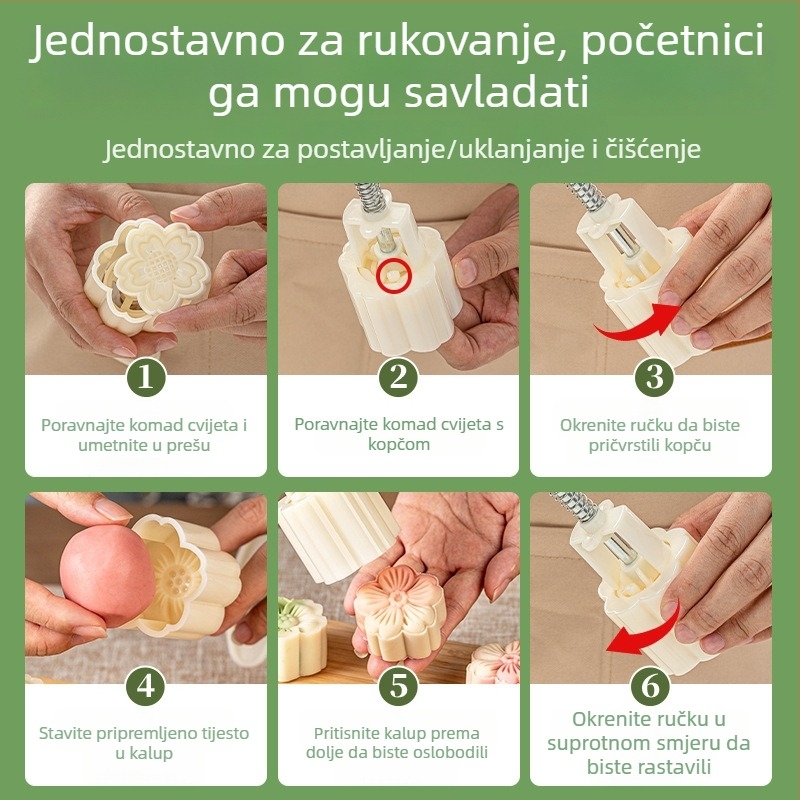 Kalup za Mooncake s mung grahom, ručna presa, kućna upotreba, 50 g / 75 g, reljefna površina za pečenje s ledenom kožom