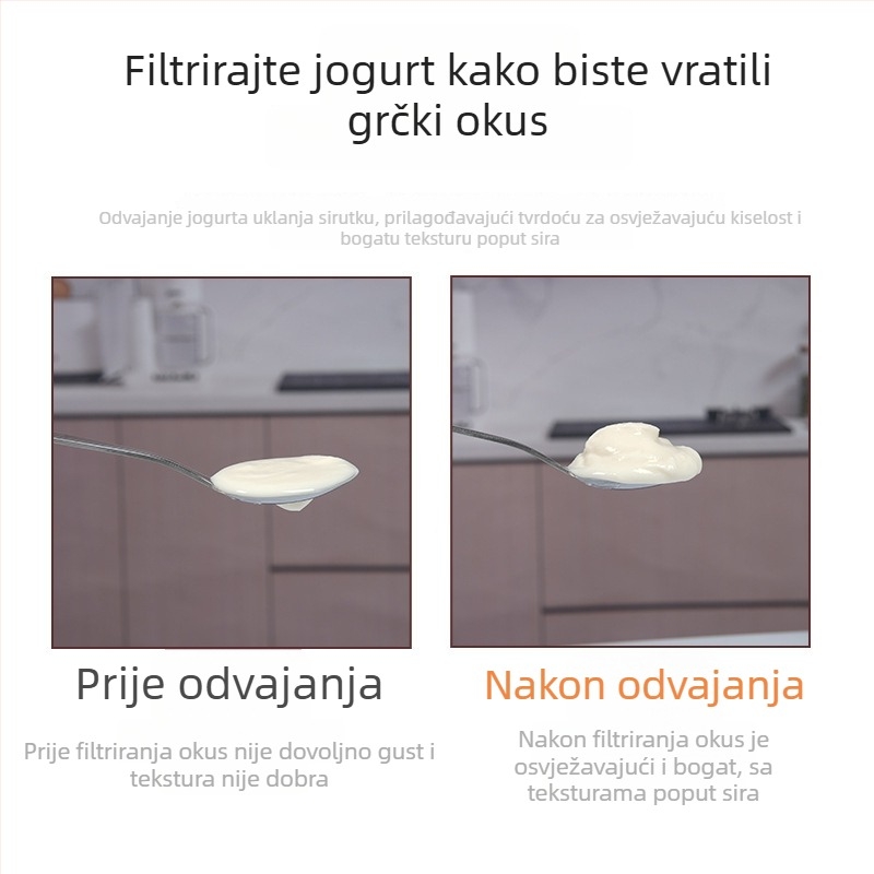 Filter za jogurt, Domaći grčki jogurt aparat, Odvajanje sirutke i sojinog mlijeka, Nehrđajući filter za sir