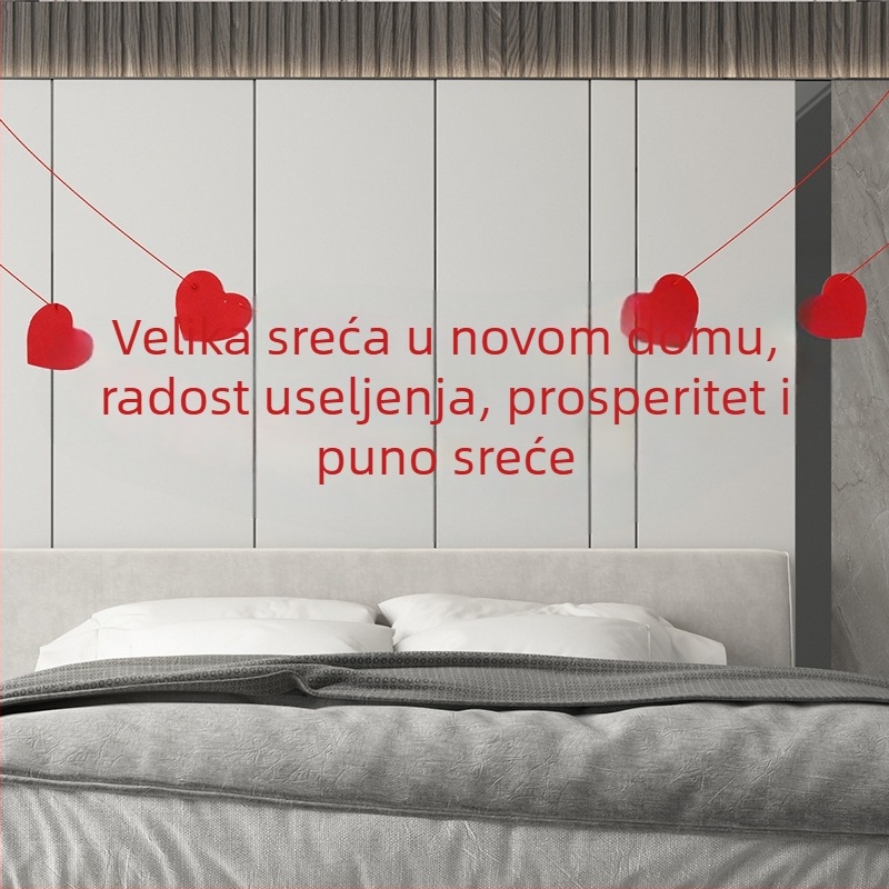 Dekoracije za preseljenje u novi dom: ukras za dnevni boravak, dvojveršne natpisi i trake sa zastavicama