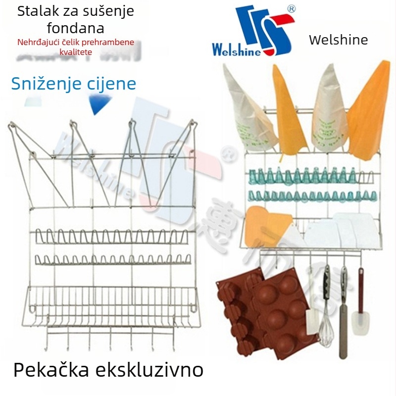 Stalak od nehrđajućeg čelika za sušenje vrećica za ukrašavanje i organizator vrhova za ukrašavanje torti