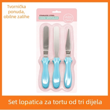 Trostruki set spatula za tortu: spatula, nož za demontažu iz kalupa, nož za izravnavanje od nehrđajućeg čelika za pečenje i ukrašavanje