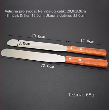 Jiaju 8-inčna nehrđajućeg čelika tortna špatula s drvenom drškom, špatula za kremu, kuhinja DIY