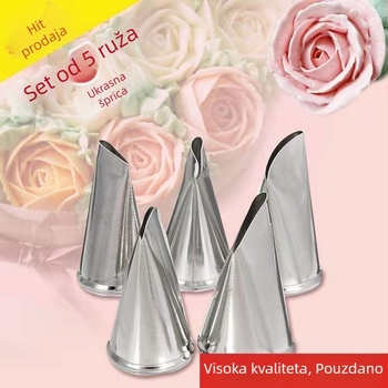 Set mlaznica za ukrašavanje kolača u obliku ruže, 5 kom, mlaznice s laticama, 304 nehrđajući čelik